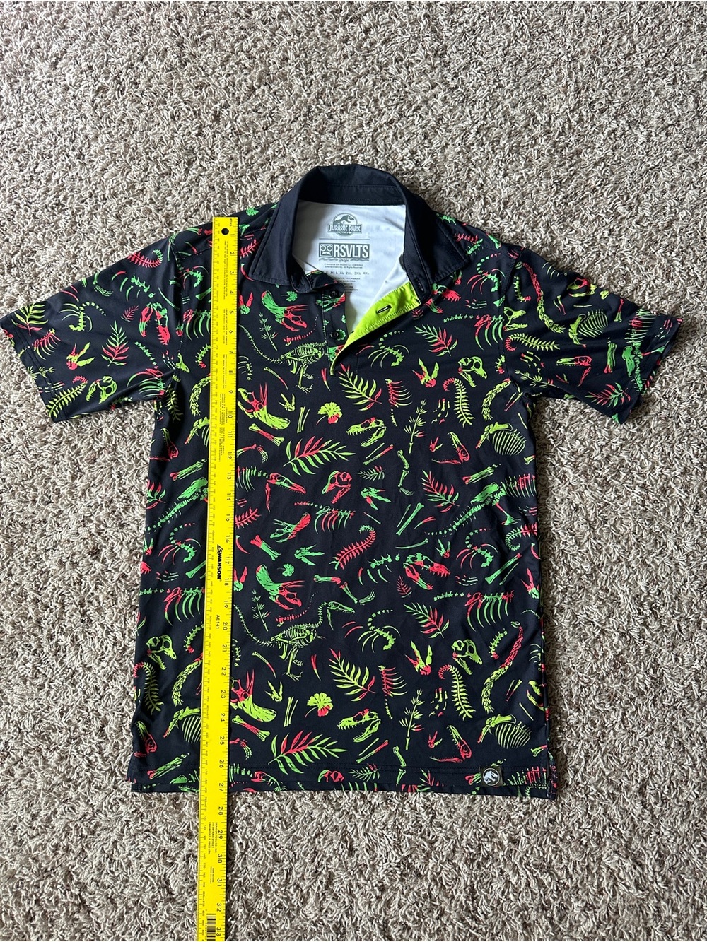 Breakfast Balls Men's Jurassic Park "Fossil Records" Golf Polo